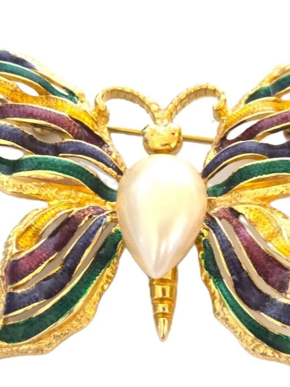 VINTAGE SIGNED FO FERNANDO ORIGINALS COLORFUL ENAMEL BUTTERFLY BROOCH PIN